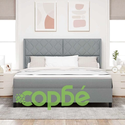 Легло с пружинирана основа и матрак със LED осветление 180x200 см текстил светлосиво ➤ топ цена ➤ sorbe.bg