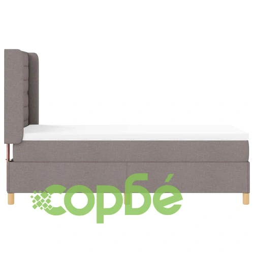 Легло с пружинна основа и матрак 90x190 см таупе текстил с LED осветление ➤ топ цена ➤ sorbe.bg
