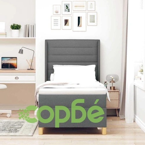 Боксспринг легло с матрак и LED осветление сиво 100x200 см текстил ➤ топ цена ➤ sorbe.bg