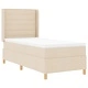 Легло с пружинирана основа и матрак с LED осветление крем 100x200 см текстил
