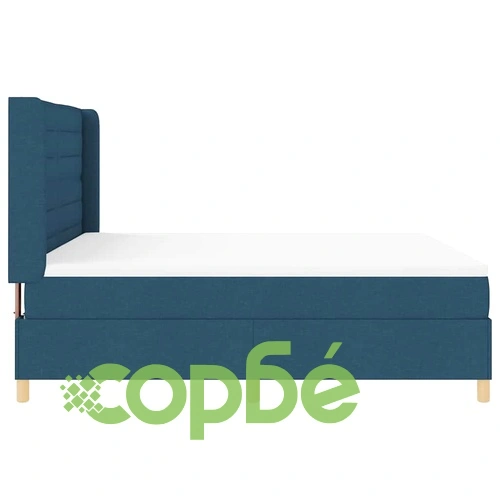 Легло с пружинирана основа, матрак и LED осветление, 180 x 200 cm, Синьо, Текстил ➤ топ цена ➤ sorbe.bg