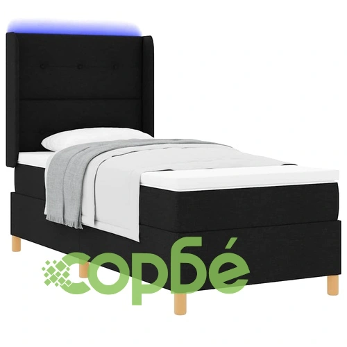 Легло с пружинирана основа и матрак с LED осветление черно 100x200 см текстил ➤ топ цена ➤ sorbe.bg