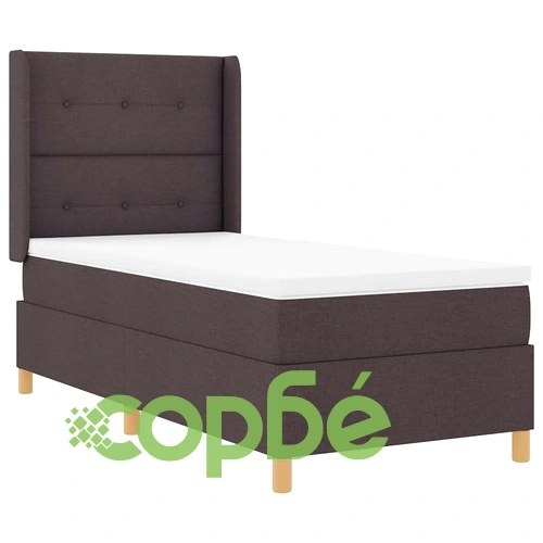 Легло с пружинирана основа и матрак с LED осветление кафяво 100x200 см текстил ➤ топ цена ➤ sorbe.bg