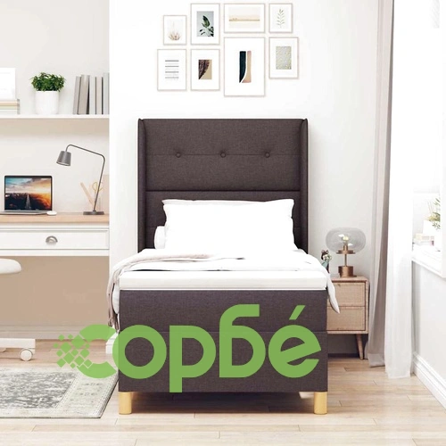 Легло с пружинирана основа и матрак с LED осветление кафяво 100x200 см текстил ➤ топ цена ➤ sorbe.bg
