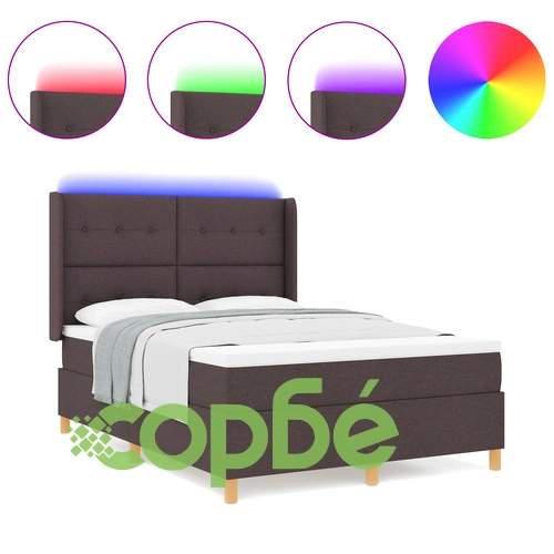 Легло с матрак и LED осветление 140x190 см - тъмно кафяв плат ➤ топ цена ➤ sorbe.bg