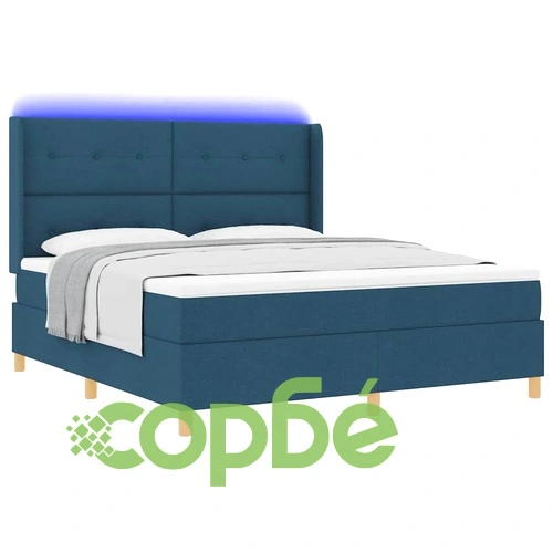 Легло с пружинирана основа и матрак със LED осветление синьо 180x200 см текстил ➤ топ цена ➤ sorbe.bg