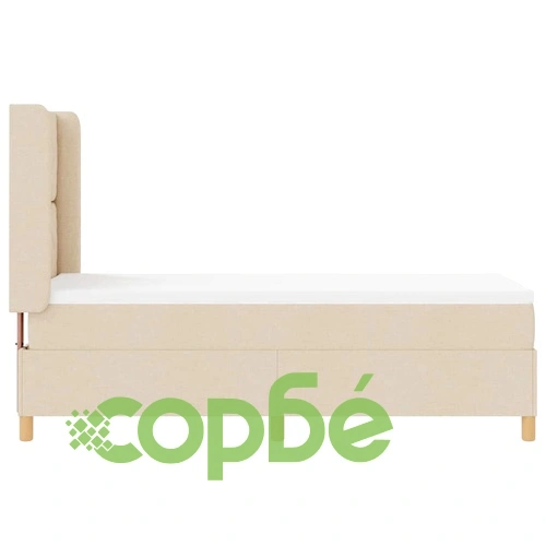 Легло с пружинирана основа и матрак с LED осветление крем 80x200 см текстил ➤ топ цена ➤ sorbe.bg