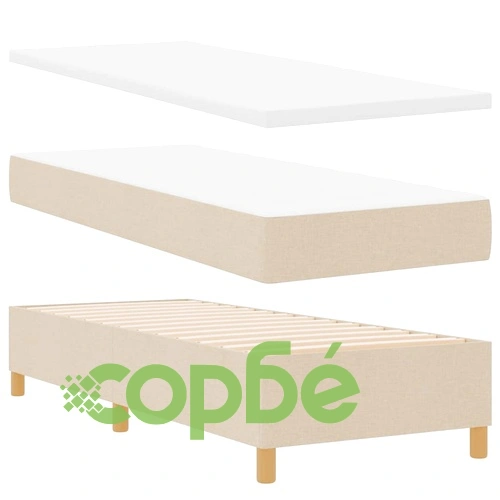 Легло с пружинирана основа и матрак с LED осветление крем 80x200 см текстил ➤ топ цена ➤ sorbe.bg