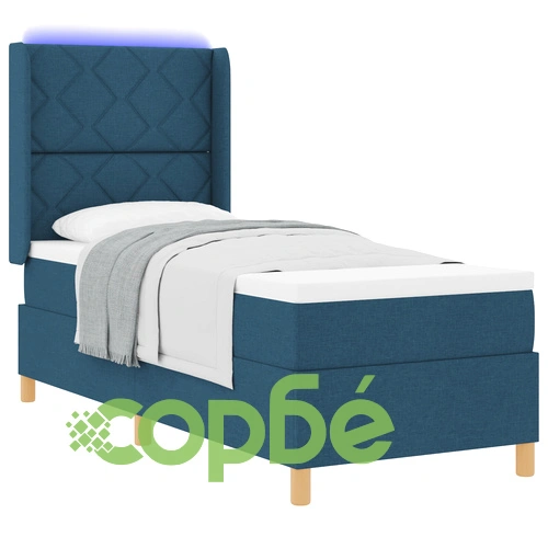 Легло с пружина, матрак и LED осветление 80x200 см Синьо Текстил ➤ топ цена ➤ sorbe.bg