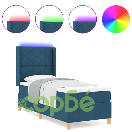 Легло с пружина, матрак и LED осветление 80x200 см Синьо Текстил ➤ топ цена ➤ sorbe.bg