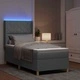 Легло с пружинирана основа и LED осветление светлосиво 90x200 см текстил
