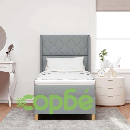 Легло с пружинирана основа и LED осветление светлосиво 90x200 см текстил ➤ топ цена ➤ sorbe.bg