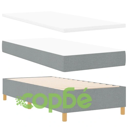 Легло с пружинирана основа и LED осветление светлосиво 90x200 см текстил ➤ топ цена ➤ sorbe.bg