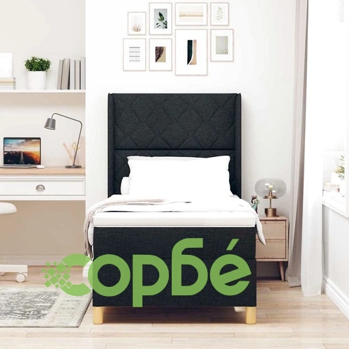 Легло с пружинирана основа и матрак с LED осветление черно 90x200 см текстил ➤ топ цена ➤ sorbe.bg