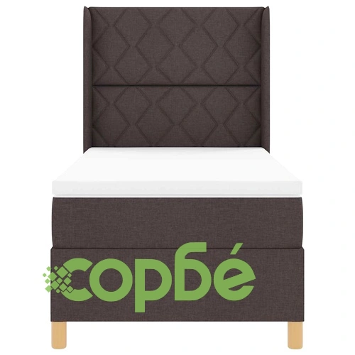 Легло с пружинирана основа и матрак с LED осветление кафяво 90x200 см текстил ➤ топ цена ➤ sorbe.bg