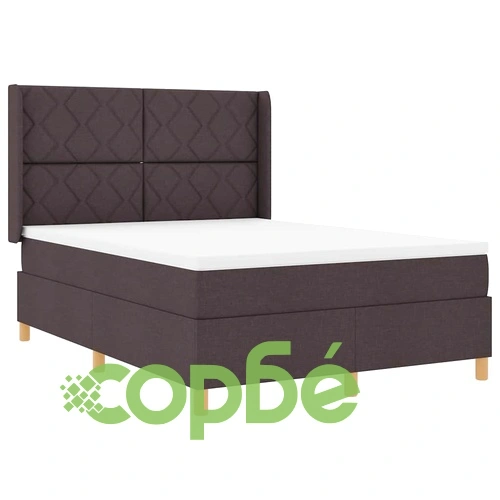 Легло с пружинирана основа и матрак с LED осветление кафяво 140x190 см текстил ➤ топ цена ➤ sorbe.bg
