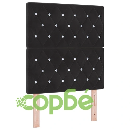 Легло с LED осветление, матрак и бокс пружина 80x200 см черно кадифе ➤ топ цена ➤ sorbe.bg