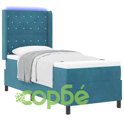 Легло с LED осветление и матрак 80x200 см кадифе синьо ➤ топ цена ➤ sorbe.bg