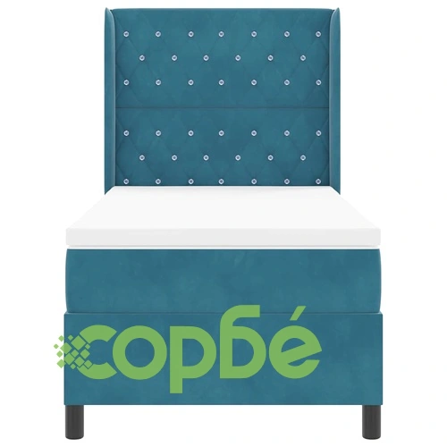 Легло с LED осветление, матрак и бокс пружина 90x190 см синьо кадифе ➤ топ цена ➤ sorbe.bg