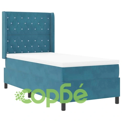 Легло с LED осветление, матрак и бокс пружина 90x190 см синьо кадифе ➤ топ цена ➤ sorbe.bg