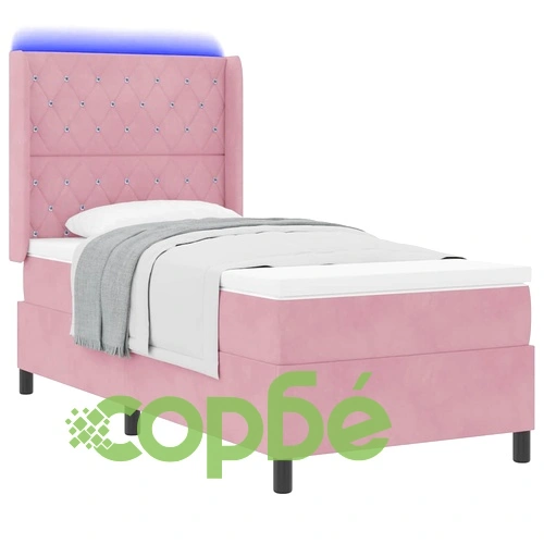 Легло с LED осветление и матрак от кадифе 90x190 см - розово ➤ топ цена ➤ sorbe.bg