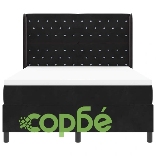 Легло с LED осветление, бокс пружина и матрак 160x200 см, черно кадифе ➤ топ цена ➤ sorbe.bg