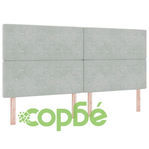 Кадифено легло с LED осветление и матрак 200x200 см светлосиво ➤ топ цена ➤ sorbe.bg