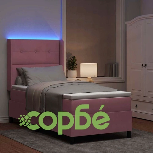 Легло с LED осветление и матрак от кадифе 80x200 см - розово ➤ топ цена ➤ sorbe.bg