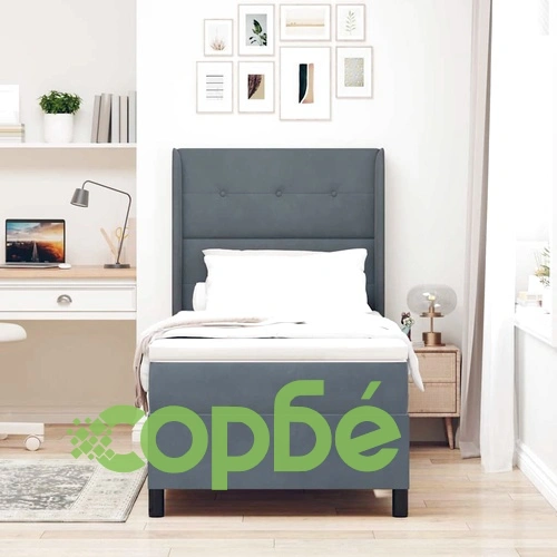 Легло с матрак и LED осветление тъмносиво 90x190 см кадифе ➤ топ цена ➤ sorbe.bg