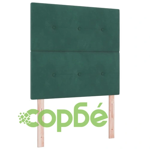 Кадифено легло с LED осветление, бокс пружина и матрак, 100 x 200 cm, Зелен ➤ топ цена ➤ sorbe.bg