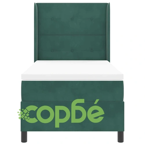 Кадифено легло с LED осветление, бокс пружина и матрак, 100 x 200 cm, Зелен ➤ топ цена ➤ sorbe.bg