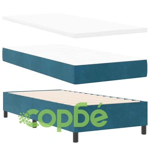 Легло с LED осветление, матрак и бокс пружина 100x200 см синьо кадифе ➤ топ цена ➤ sorbe.bg