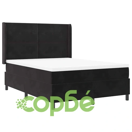 Легло с LED осветление, матрак и табла 140x200 см черно кадифе ➤ топ цена ➤ sorbe.bg