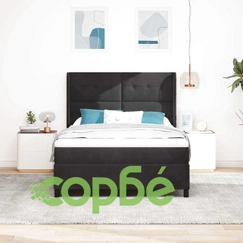 Легло с LED осветление, матрак и табла 140x200 см черно кадифе ➤ топ цена ➤ sorbe.bg