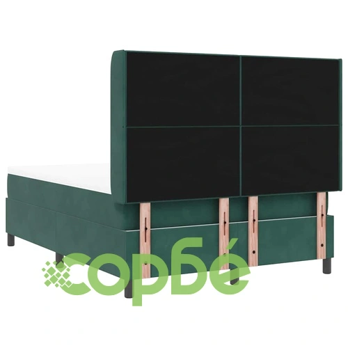 Легло с LED осветление, матрак и бокс пружина тъмно зелено кадифе 160x200 см ➤ топ цена ➤ sorbe.bg