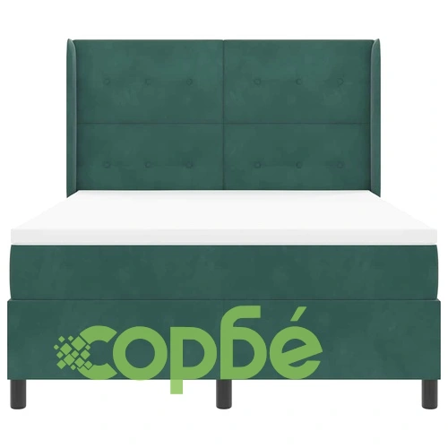 Легло с LED осветление, матрак и бокс пружина тъмно зелено кадифе 160x200 см ➤ топ цена ➤ sorbe.bg