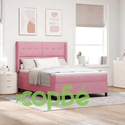 Легло с LED осветление и матрак от кадифе розово 160x200 см ➤ топ цена ➤ sorbe.bg