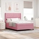 Легло с LED осветление и матрак от кадифе розово 160x200 см