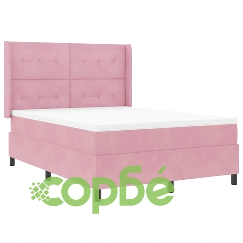 Легло с LED осветление и матрак от кадифе розово 160x200 см ➤ топ цена ➤ sorbe.bg