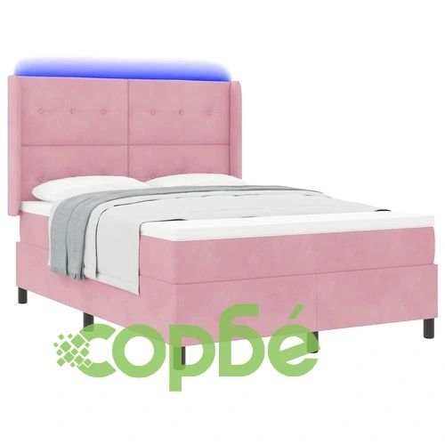 Легло с LED осветление и матрак от кадифе розово 160x200 см ➤ топ цена ➤ sorbe.bg