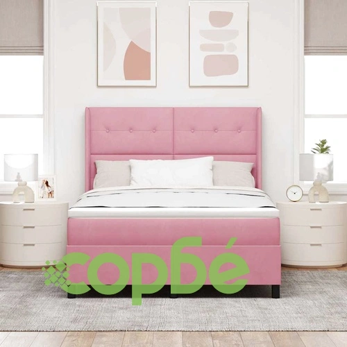 Легло с LED осветление и матрак от кадифе розово 160x200 см ➤ топ цена ➤ sorbe.bg