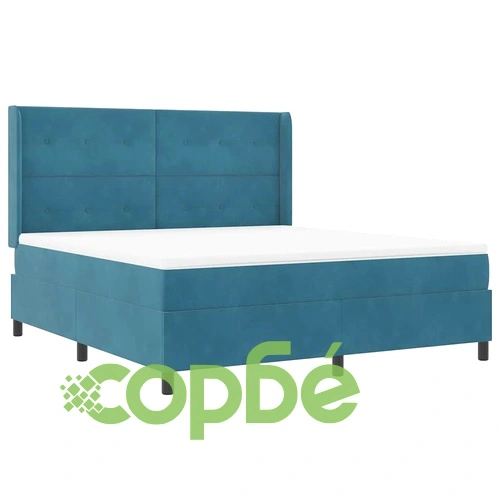 Легло с LED осветление, матрак и бокс пружина 180x200 см кадифе синьо ➤ топ цена ➤ sorbe.bg