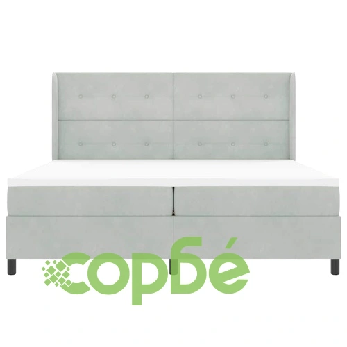 Кадифено легло с матрак и LED осветление 200x200 см светлосиво ➤ топ цена ➤ sorbe.bg