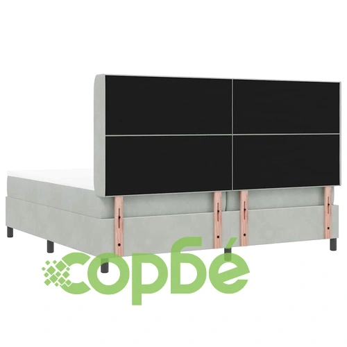 Кадифено легло с матрак и LED осветление 200x200 см светлосиво ➤ топ цена ➤ sorbe.bg