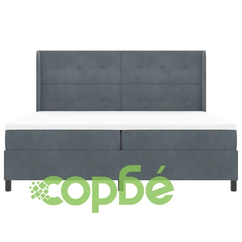 Легло с LED осветление, матрак и топер Тъмно сиво 200x200 см Кадифе ➤ топ цена ➤ sorbe.bg