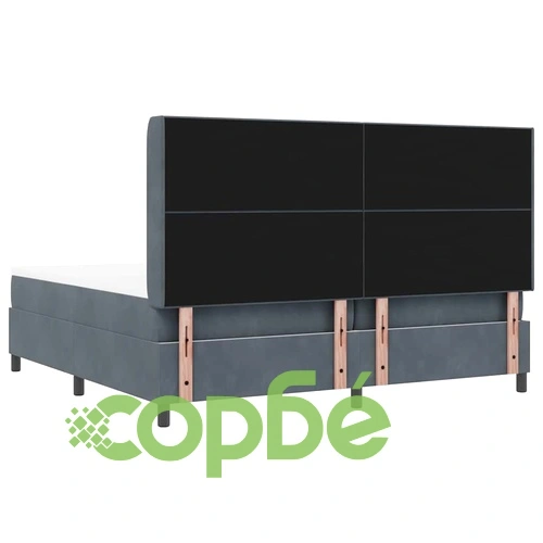 Легло с LED осветление, матрак и топер Тъмно сиво 200x200 см Кадифе ➤ топ цена ➤ sorbe.bg