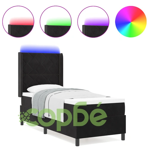 Легло с матрак и LED осветление 80x200 см - Черно кадифе ➤ топ цена ➤ sorbe.bg