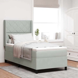 Легло с LED осветление, бокс пружина и матрак светлосиво велур 100x200 см