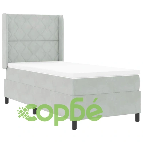 Легло с LED осветление, бокс пружина и матрак светлосиво велур 100x200 см ➤ топ цена ➤ sorbe.bg