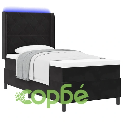 Легло с LED осветление и матрак черно кадифе 100x200 см ➤ топ цена ➤ sorbe.bg
